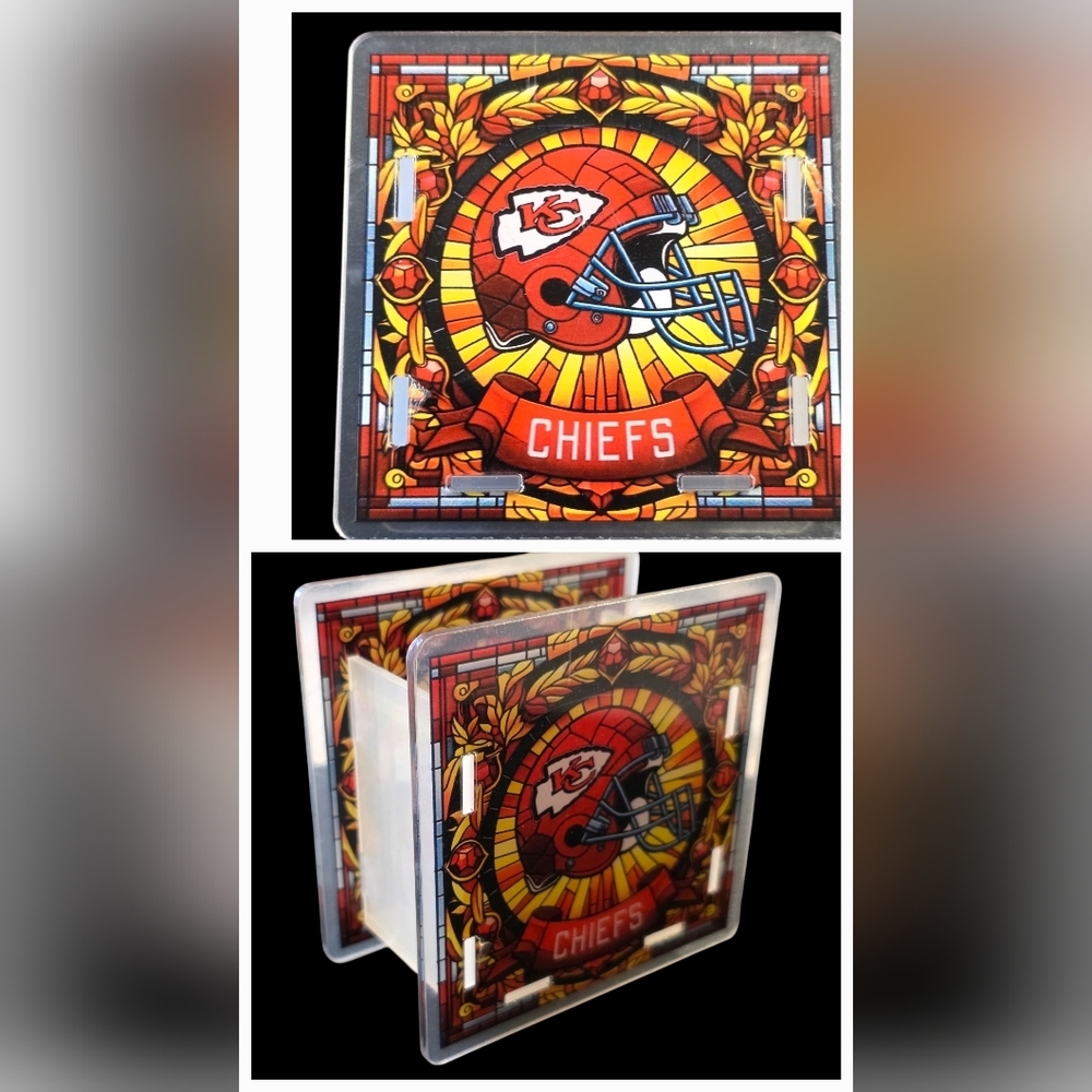 Kansas City Chiefs Stained Glass Style Display | 3.5 x 3.5 | NFL Decor